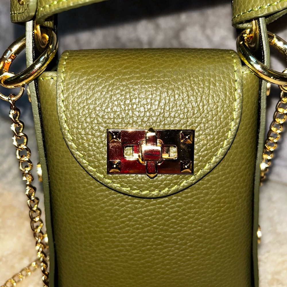 Olive Green Leather Crossbody Bag
